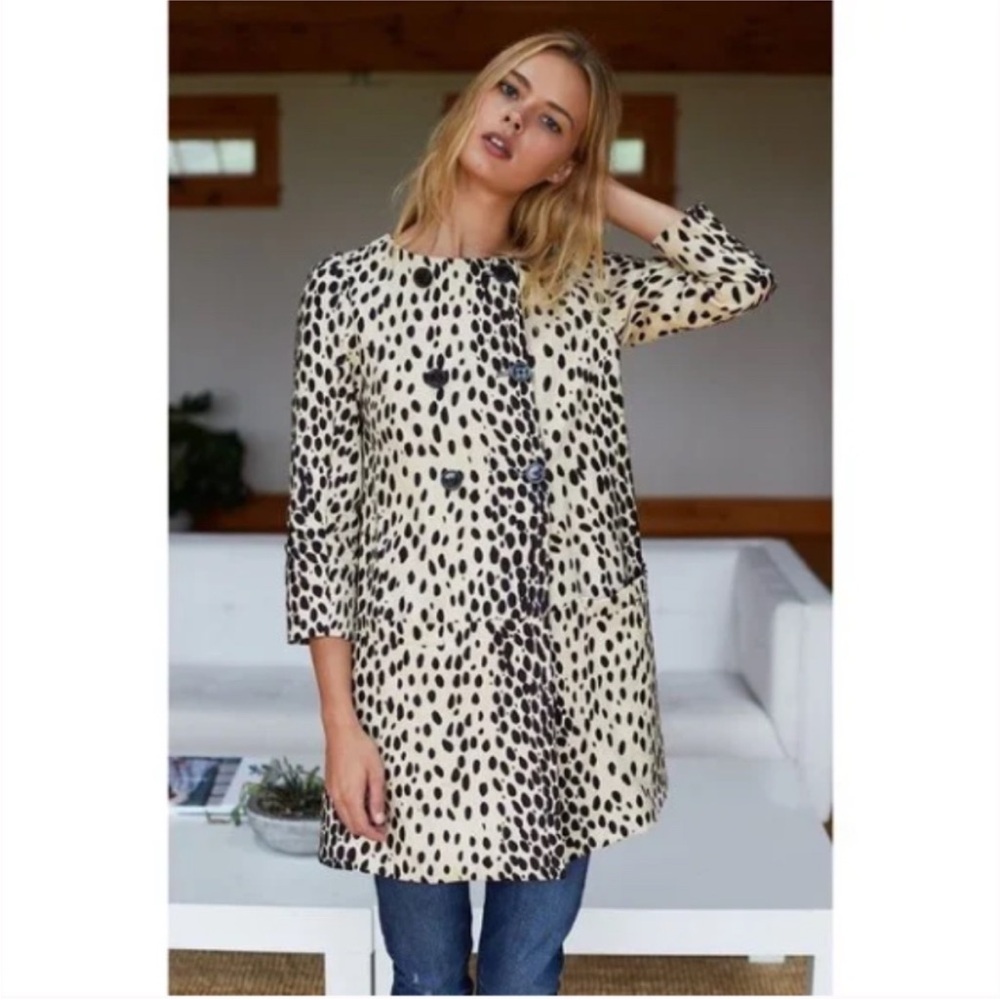 Emerson Fry London Coat, Leopard Linen, Size 4